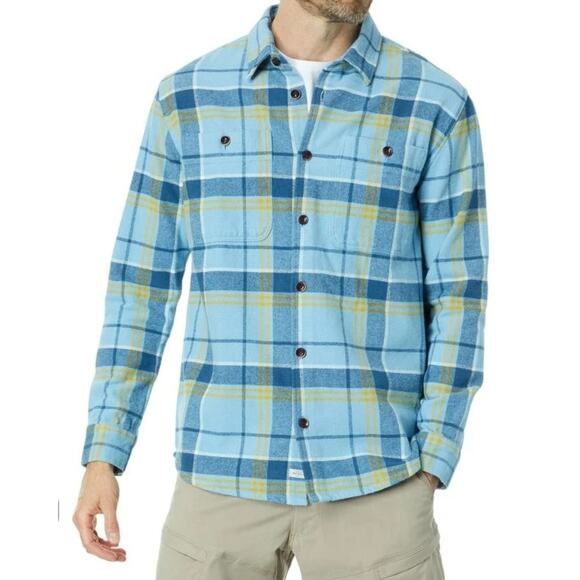 QUIKSILVER Men's Sz M LOWER RIDGE Flannel Shirt BHC3 NWT Sky Blue Surf Skate - Picture 1 of 12